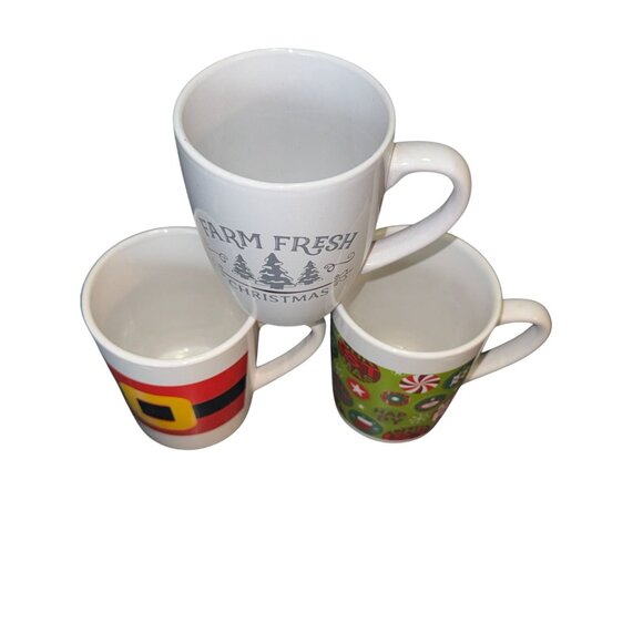 Christmas Theme Mugs  Farm Fresh Christmas  Santa Belt  Holiday Ornamen - Picture 2 of 15